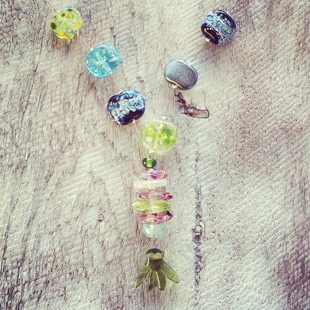 Recycled glass necklace | beads made from various glass objects