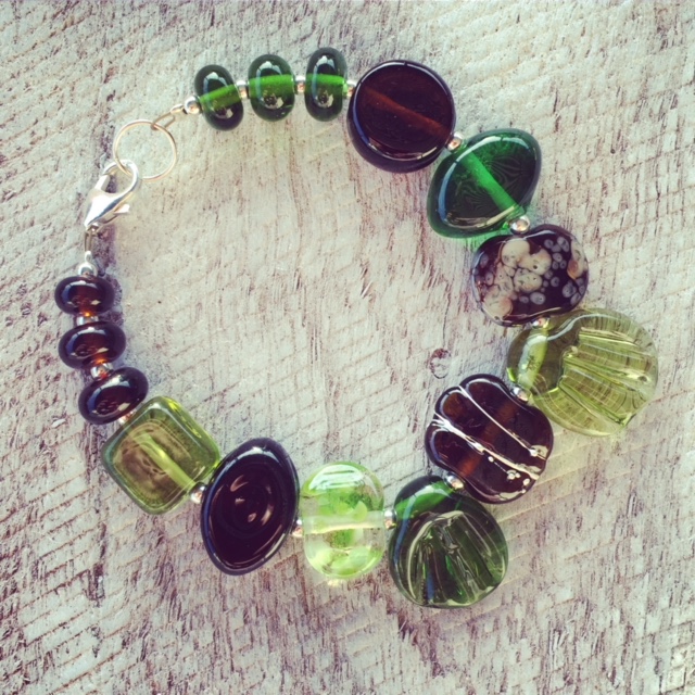 Recycled glass bead bracelet | beads made from wine and gin bottles