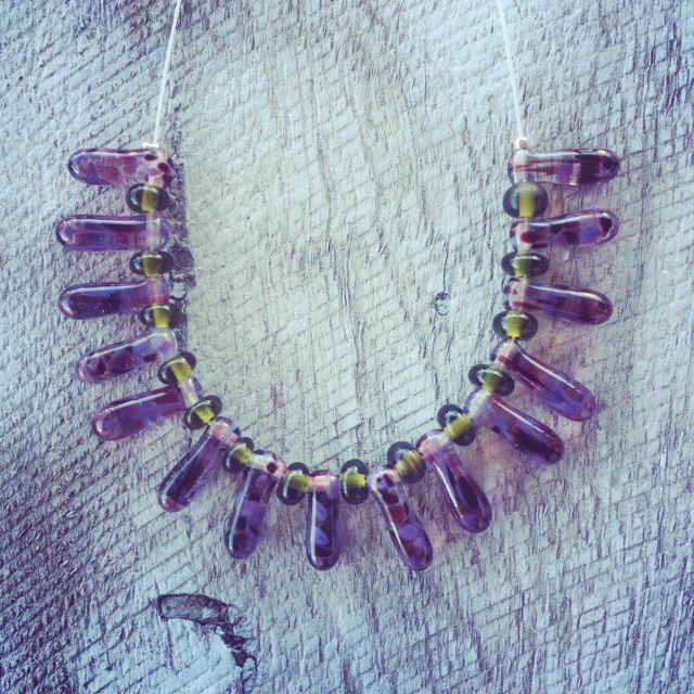Recycled glass necklace | all beads were made from a wine bottle 
