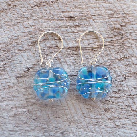 Recycled glass earrings | beautiful blue recycled glass earrings