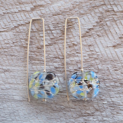 Recycled glass earrings | pretty recycled blue/green recycled glass earrings