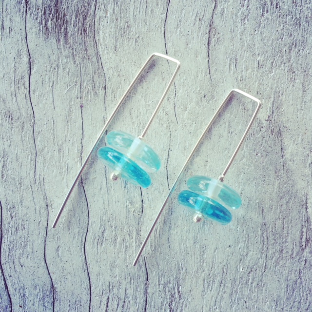 Recycled glass earrings | beads made from wine and gin bottles.