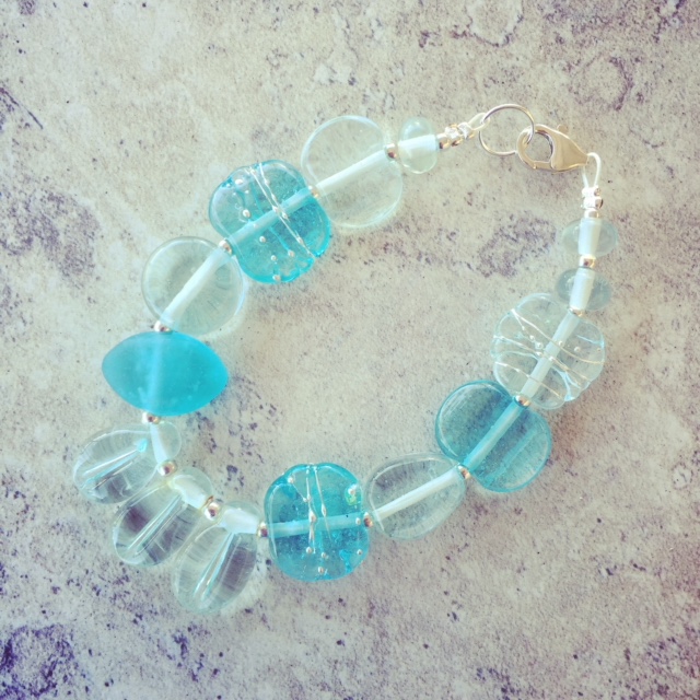 Recycled glass bracelet | glass beads made from wine and gin bottles 
