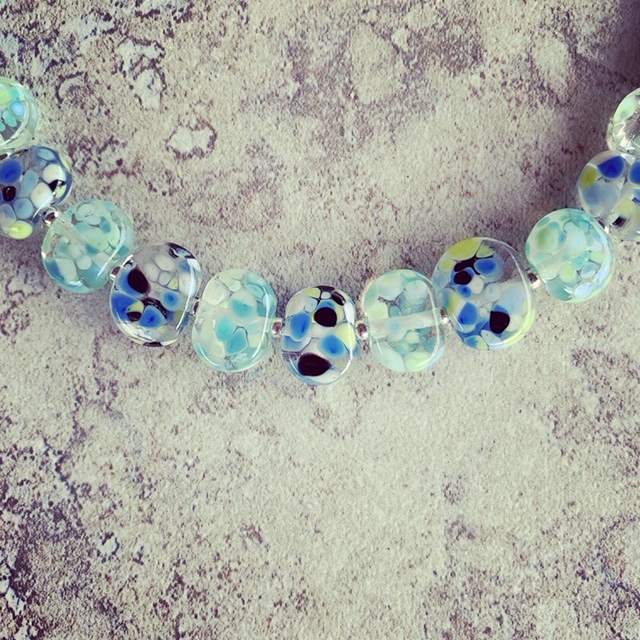 Recycled glass necklace | beads made from a wine bottle 