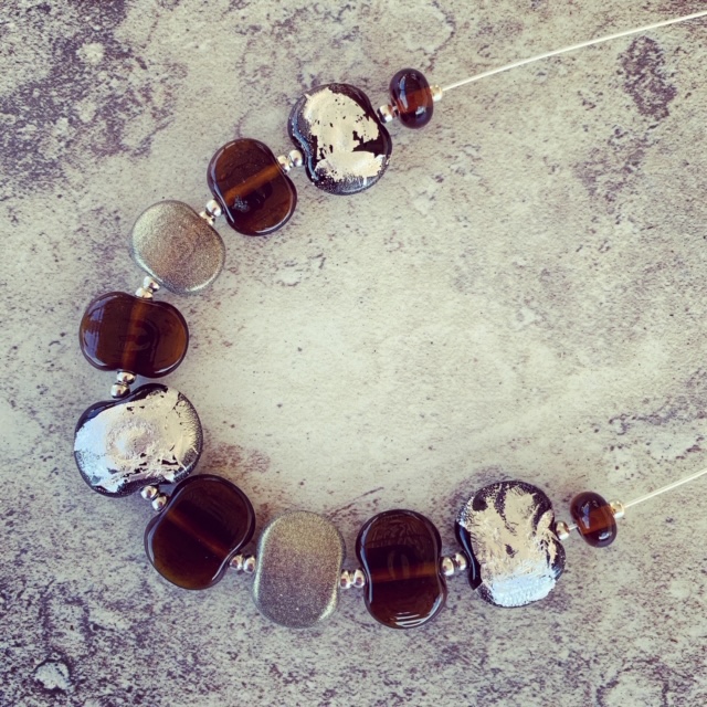 Recycled glass necklace | featuring beads made from a Hendricks Gin bottle 