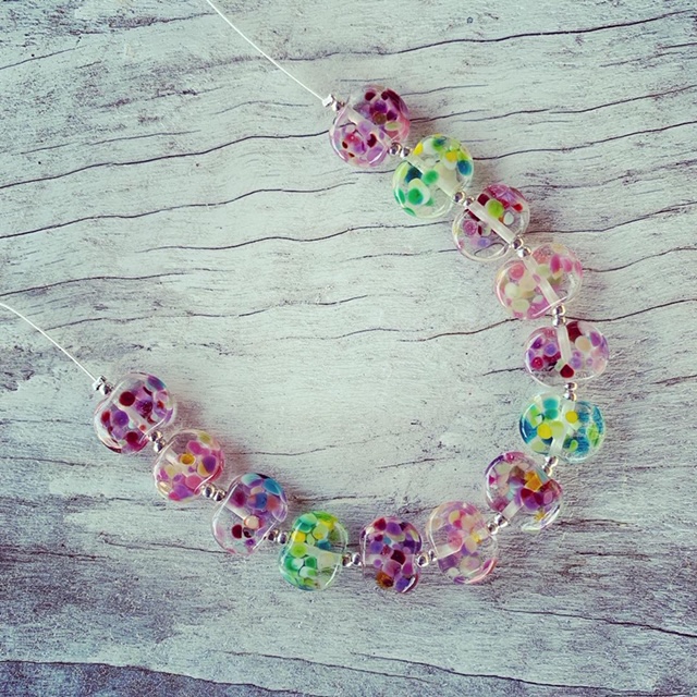 Recycled glass jewellery | glass beads made from a Bethany Winery wine bottle 