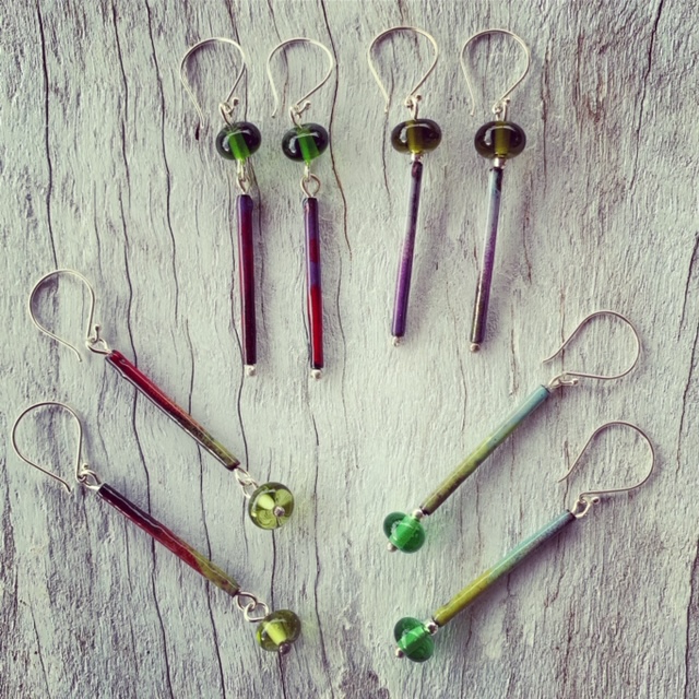 Recycled glass earrings | featuring beads made from Bethany Wine bottles (Barossa Valley)