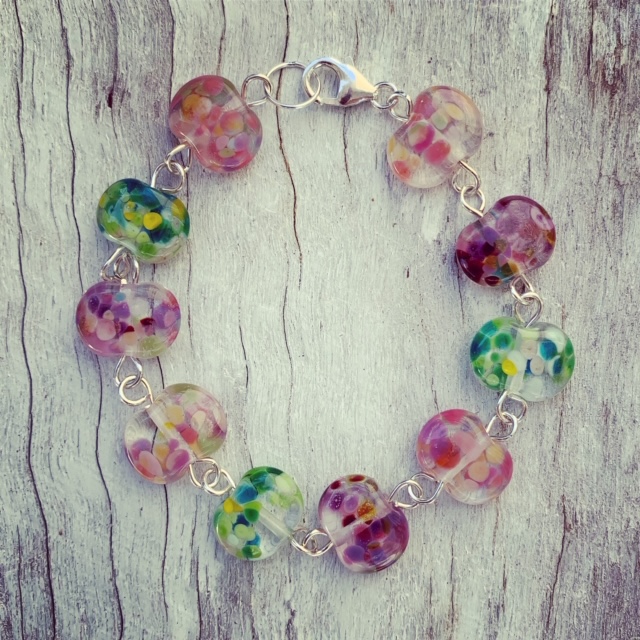 Recycled glass bracelet at Bethany Wines 