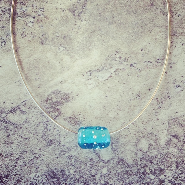 Recycled glass pendant | bead made from a Bombay Sapphire Gin bottle 