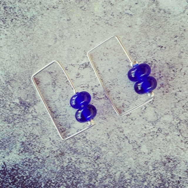 Recycled glass earrings | glass beads made from Skyy Vodka bottle