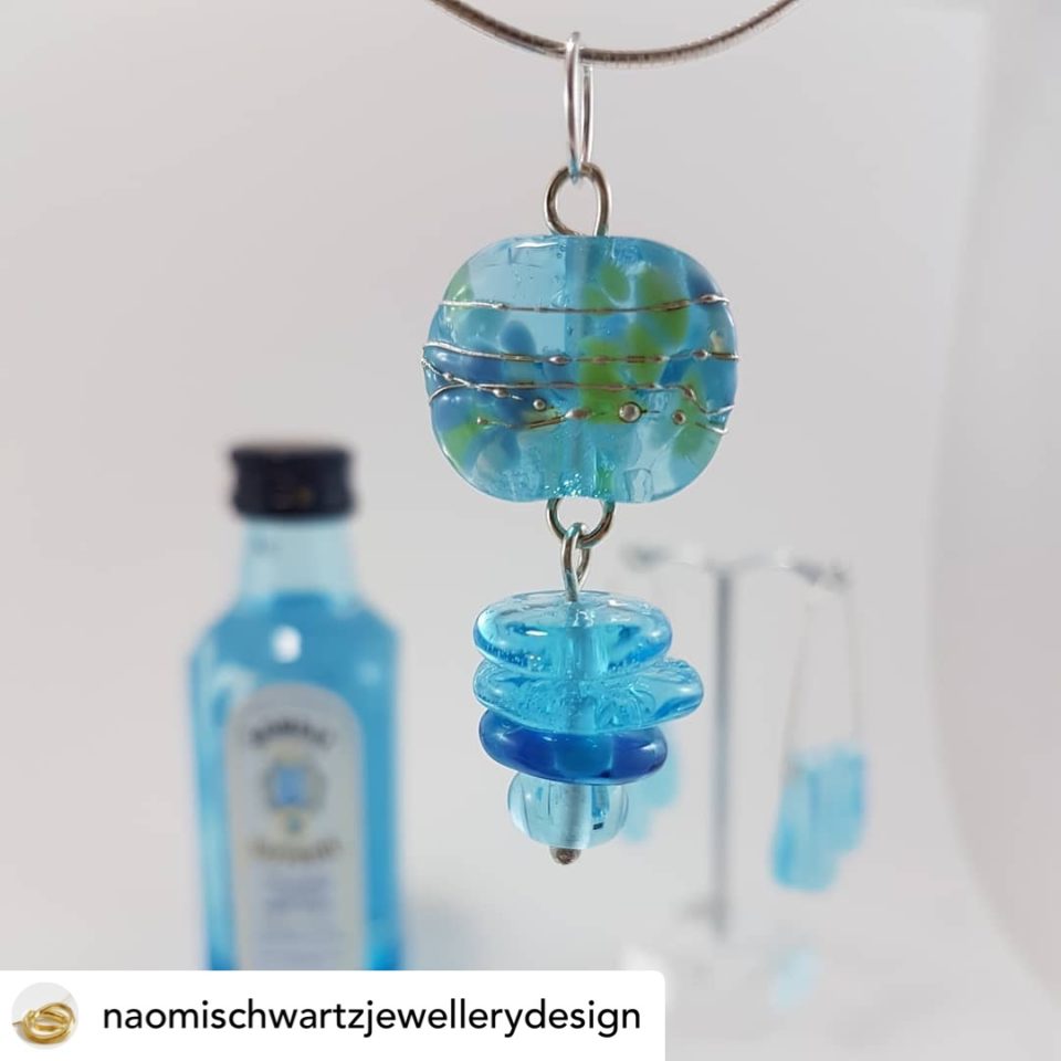 Bombay Sapphire Gin pendant necklace at Naomi Schwartz Jewellery Design Gallery