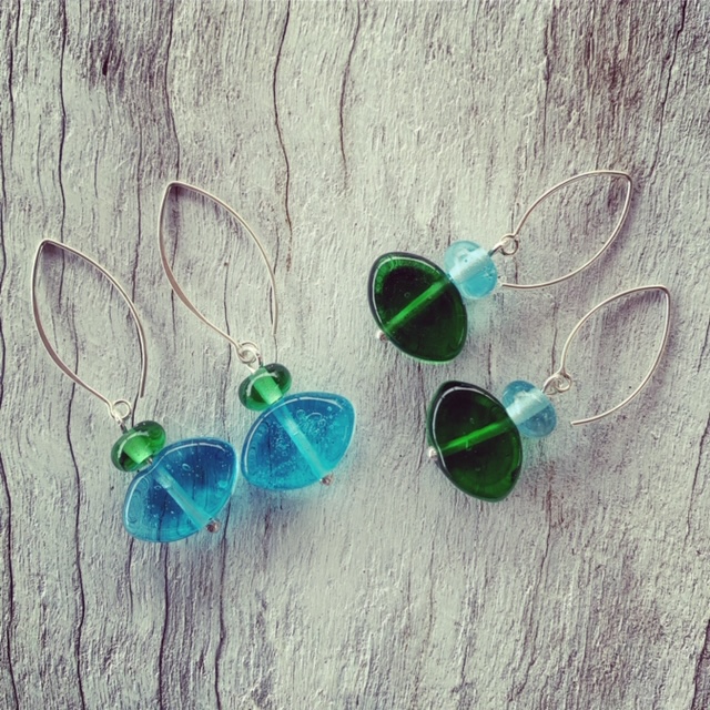 Bombay Sapphire and Tanqueray Gin bottle earrings