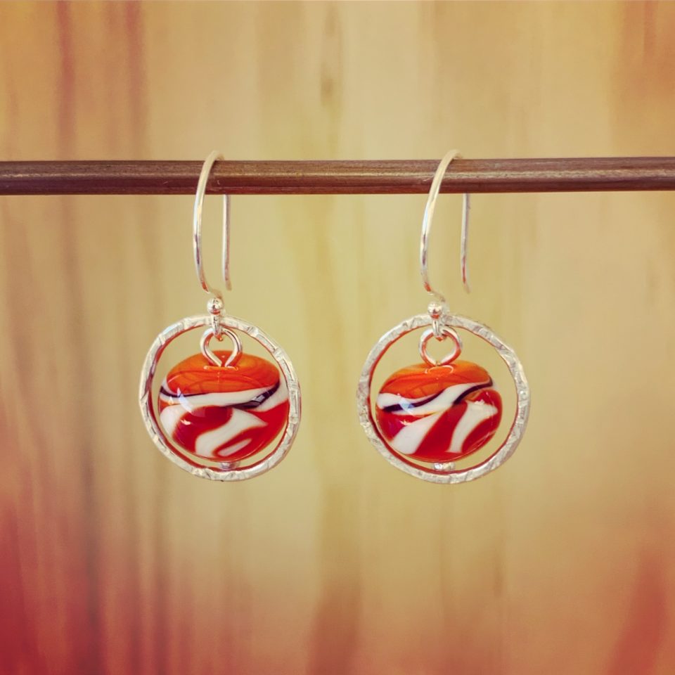 Orange glass bead earrings