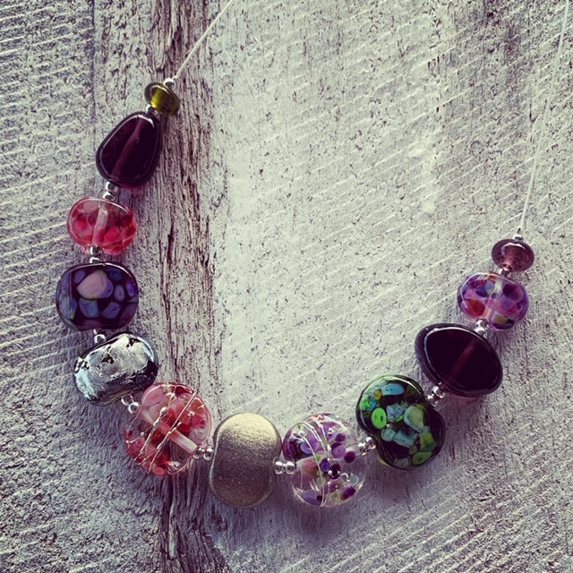 Pink and Purple recycled glass earrings (and some recycled glass necklaces)
