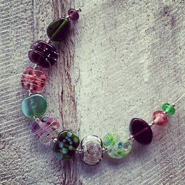 Pink and Purple recycled glass earrings (and some recycled glass necklaces)