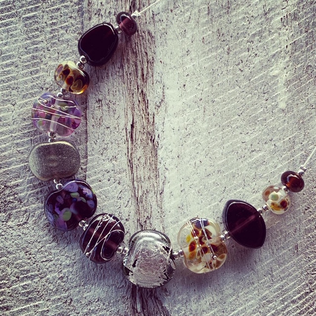 Pink and Purple recycled glass earrings (and some recycled glass necklaces)