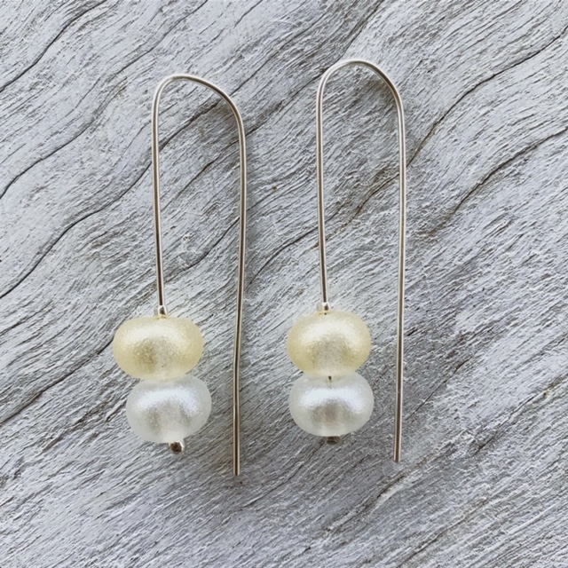 Silver and gold recycled glass earrings