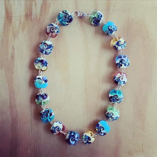 ocean inspired glass necklace 