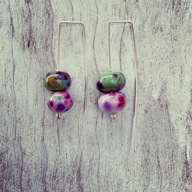 Pink and Green Earrings 