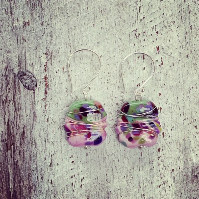 Olive and Pink Earrings 