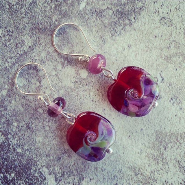 red glass earrings 