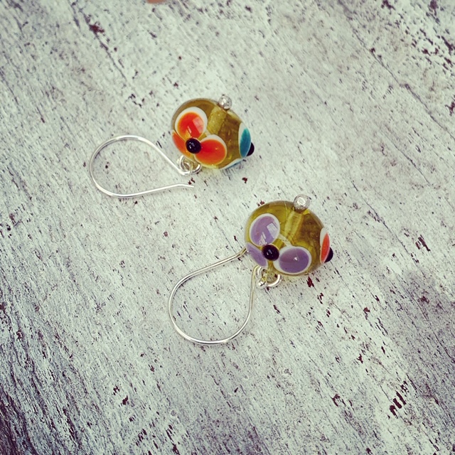 Glass Flower Earrings 