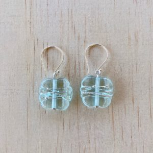 recycled glass earrings, beads made from a wine bottle