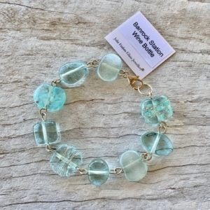 recycled glass bracelet, beads made from a wine bottle