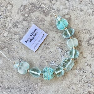 recycled glass necklace, beads made from a wine bottle