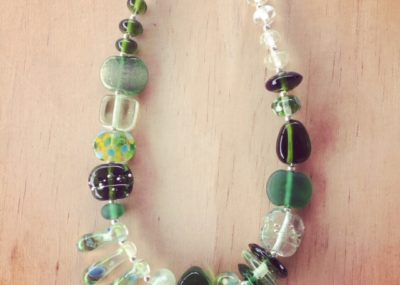 Recycled glass bead necklace