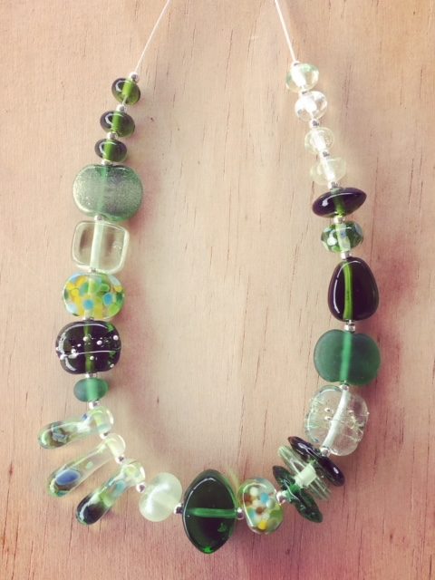 Recycled glass bead necklace