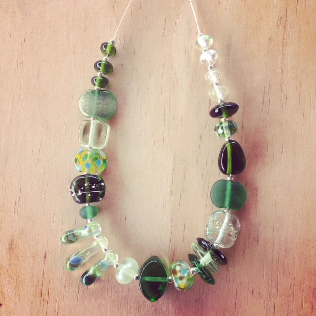 Recycled glass bead necklace
