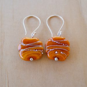 orange glass earrings