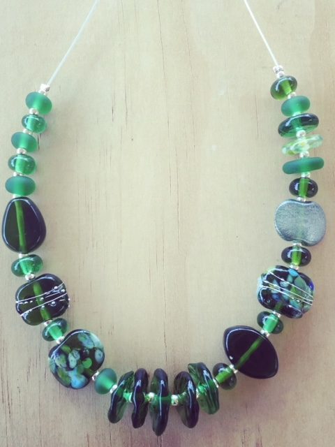 Champagne bottle Recycled glass beads