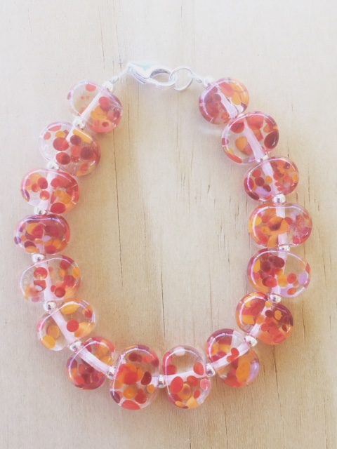 recycled glass bead bracelet