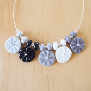 black and white flower necklace