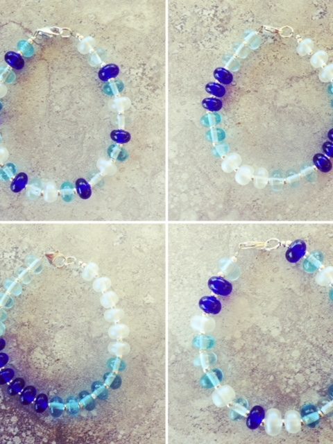 blue recycled glass bracelet