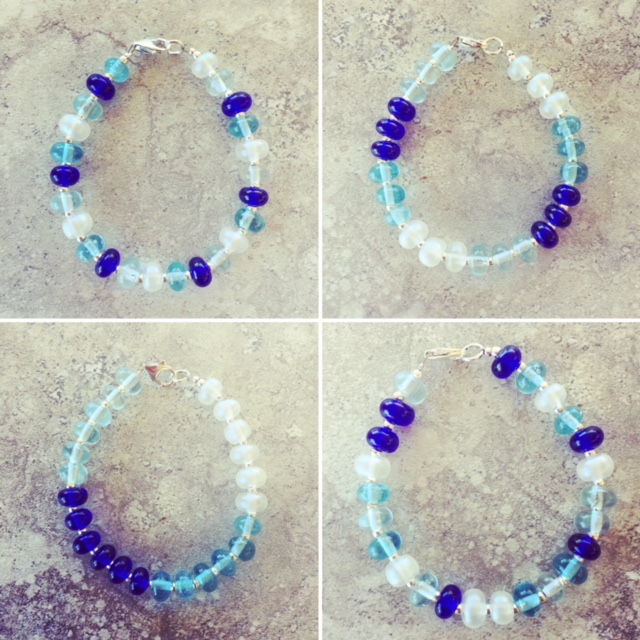 blue recycled glass bracelet