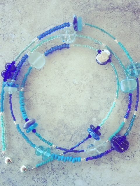 recycled glass bead necklace