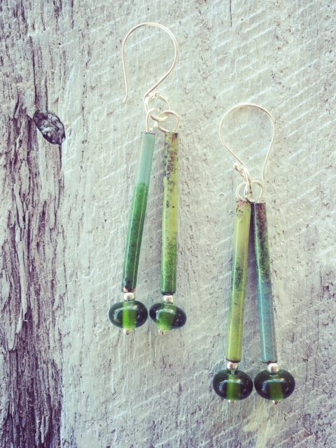 recycled glass earrings