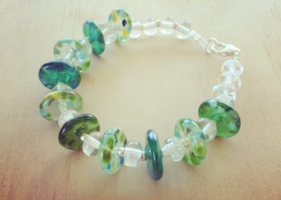 Green recycled glass bracelet