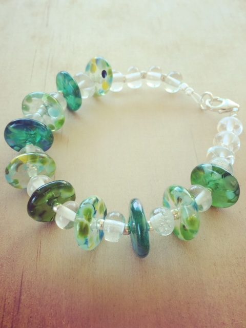 Green recycled glass bracelet
