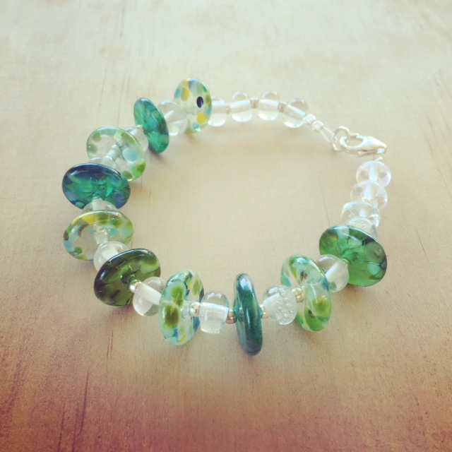 Green recycled glass bracelet