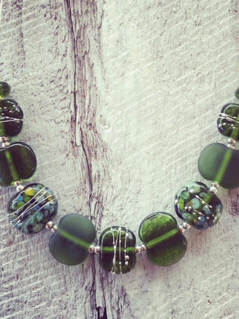 recycled glass necklace