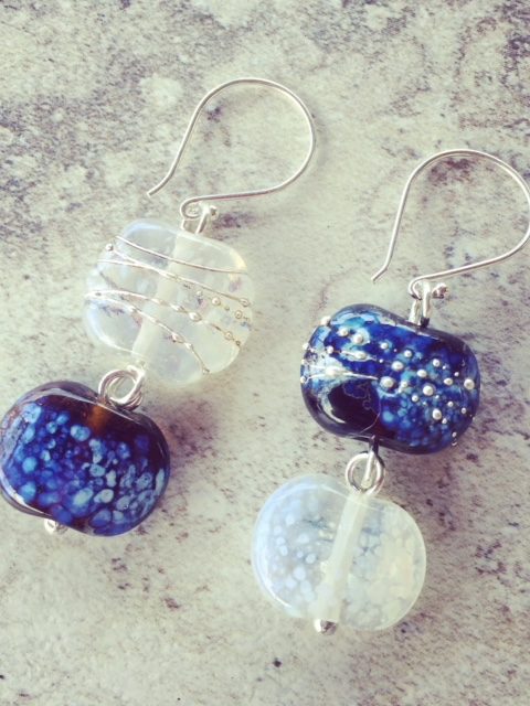 recycled glass earrings