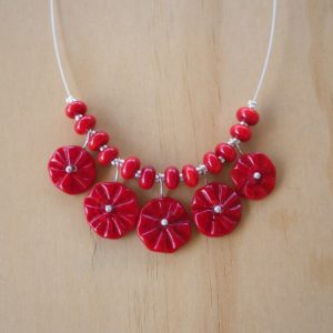 red flower necklace