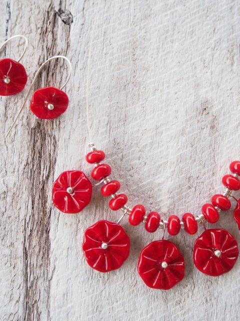 red glass jewellery