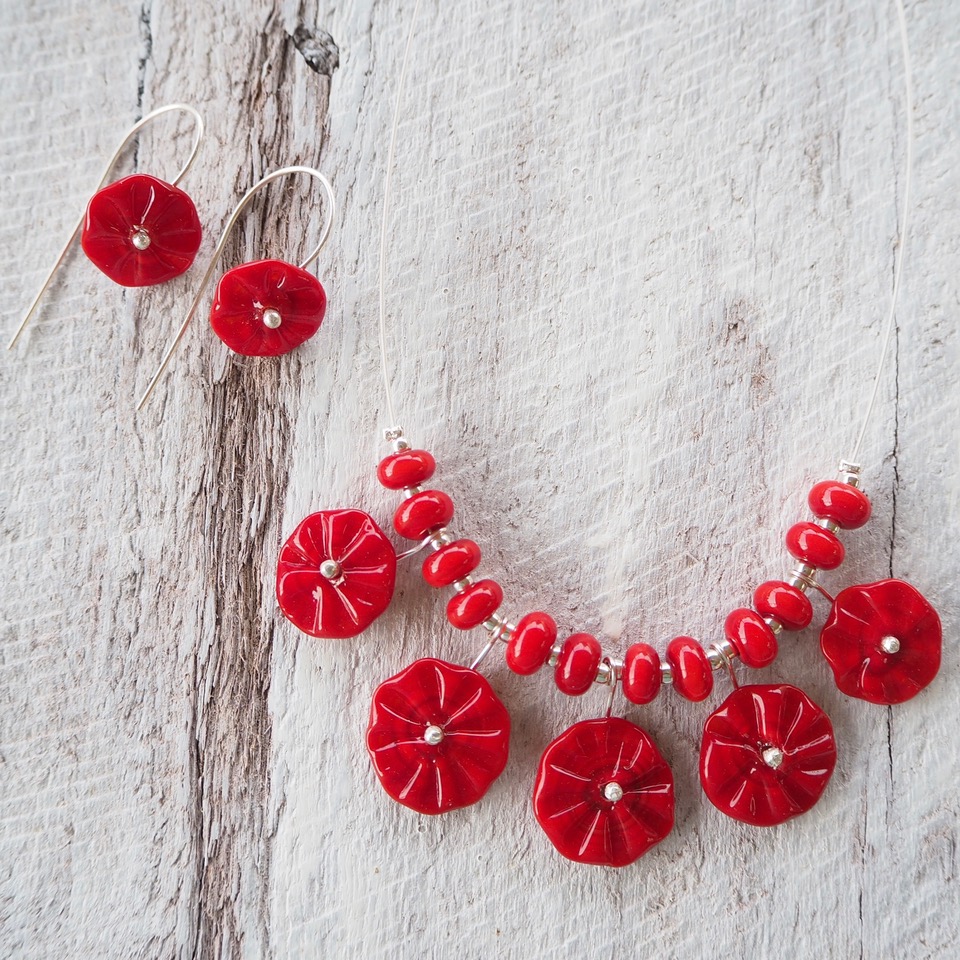 red glass jewellery