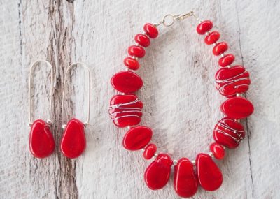 red glass bracelet