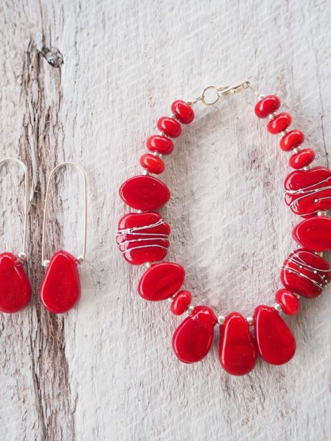 red glass bracelet